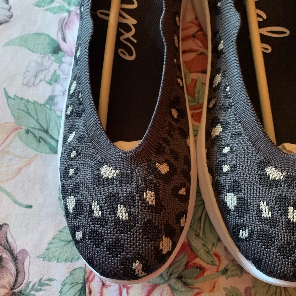 Women's Black and White Slip-On Shoes - Picture 2 of 14